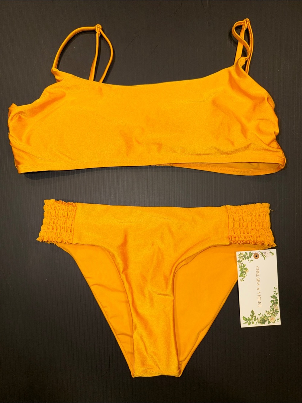 Chelsea & Violet Bright Orange Two-Piece Smocked Bikini